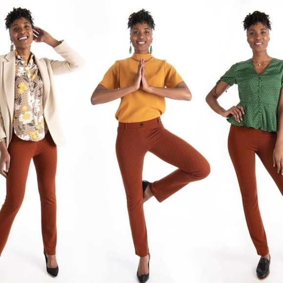 Betabrand Classic Straight Dress Yoga Pull On Pant Jacquard Diamond Brick 2XLP - Picture 1 of 16